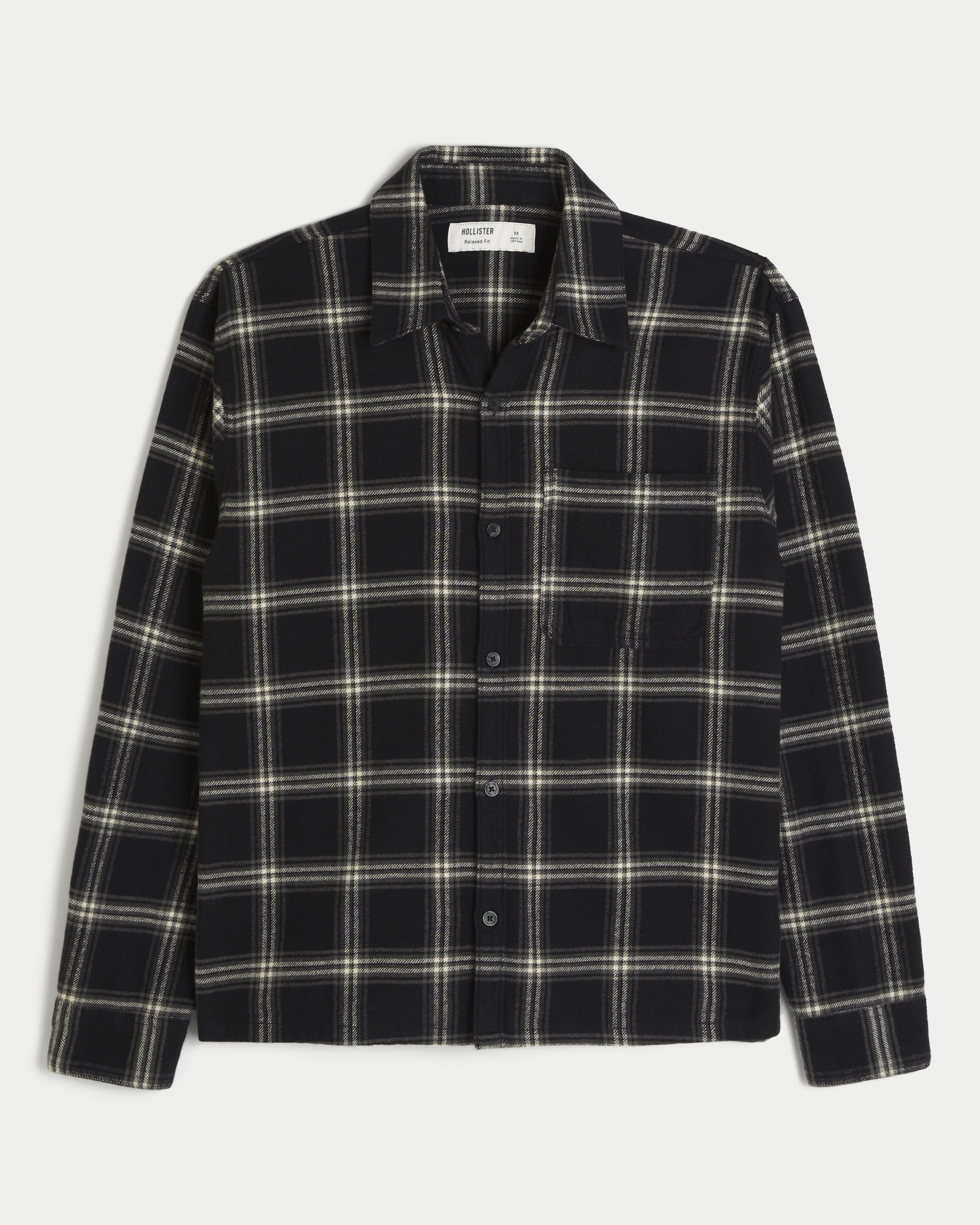 Men s Flannel Shirt in Black Plaid Size XS from Hollister