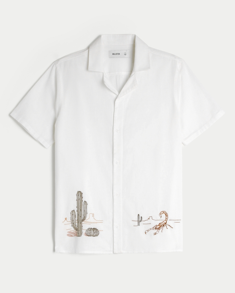 Relaxed Short-Sleeve Embroidered Western Graphic Shirt