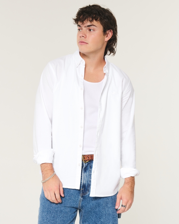 Long-Sleeve Oxford Shirt, White