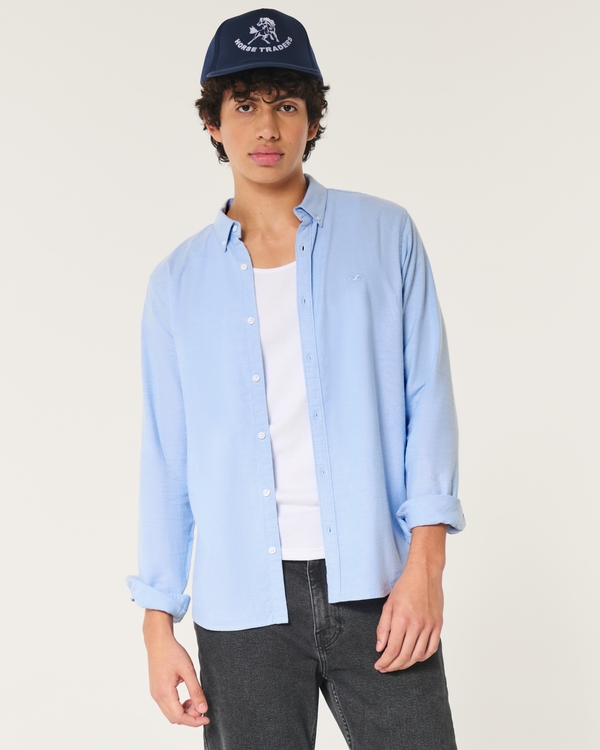 Long-Sleeve Oxford Shirt, Light Blue