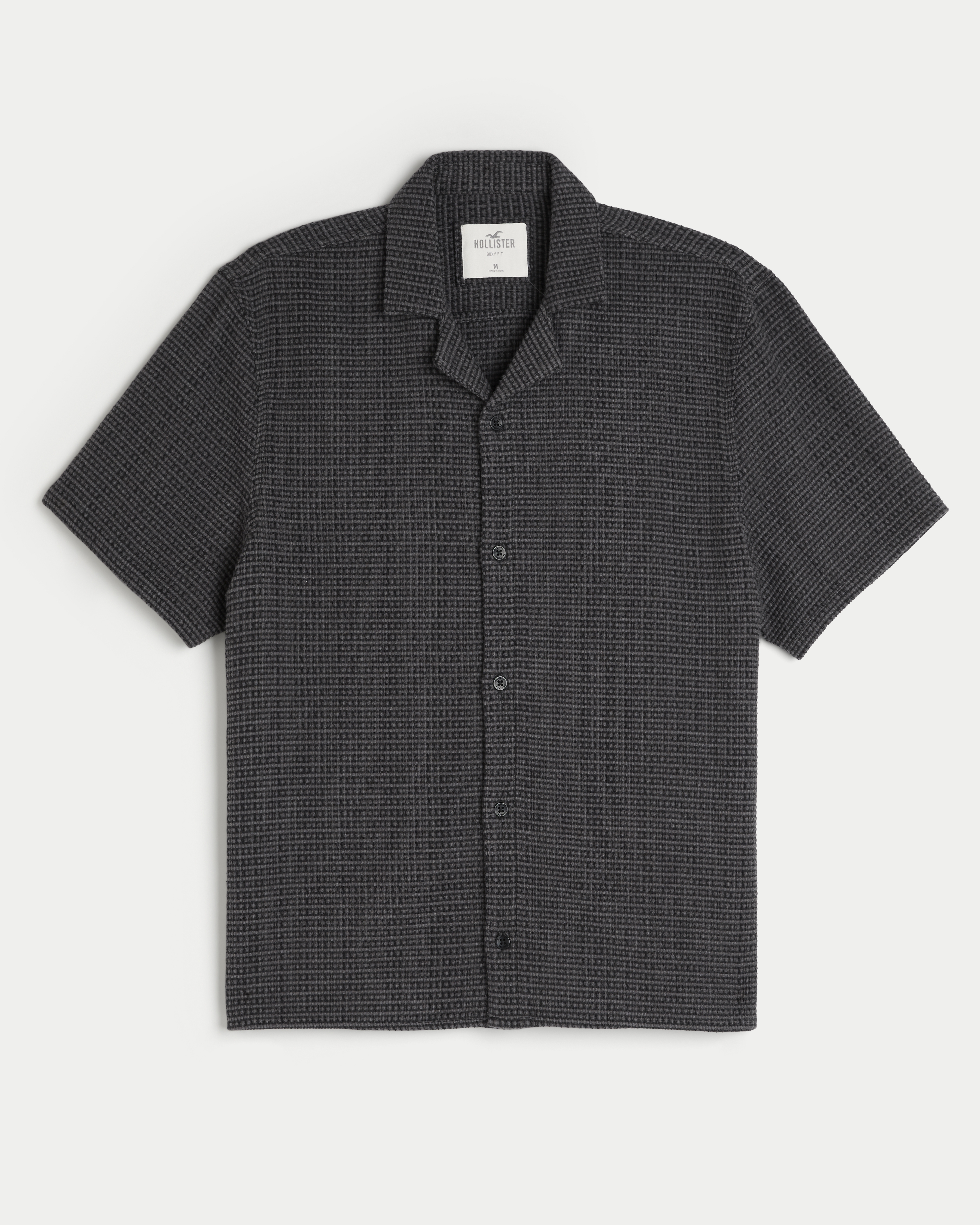 Boxy Short-Sleeve Textured Shirt