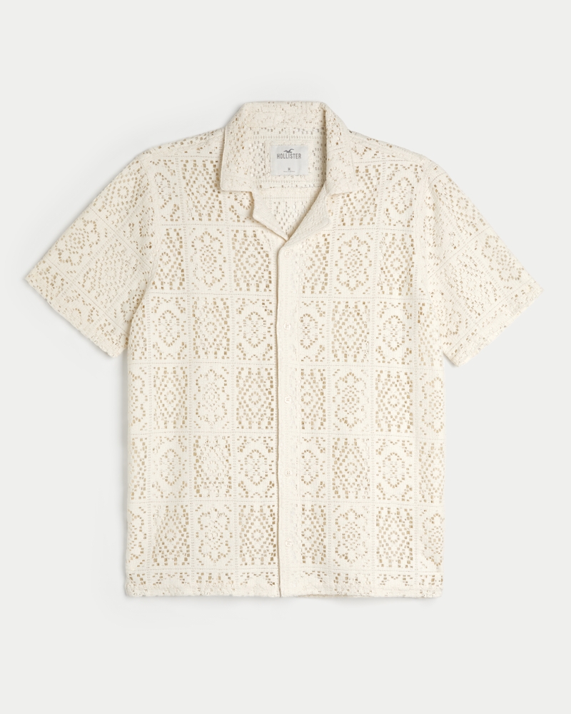 Relaxed Short-Sleeve Lace Shirt