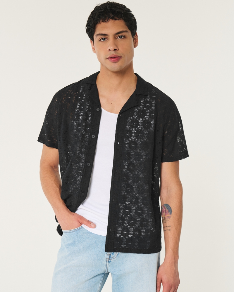 Relaxed Short-Sleeve Lace Shirt