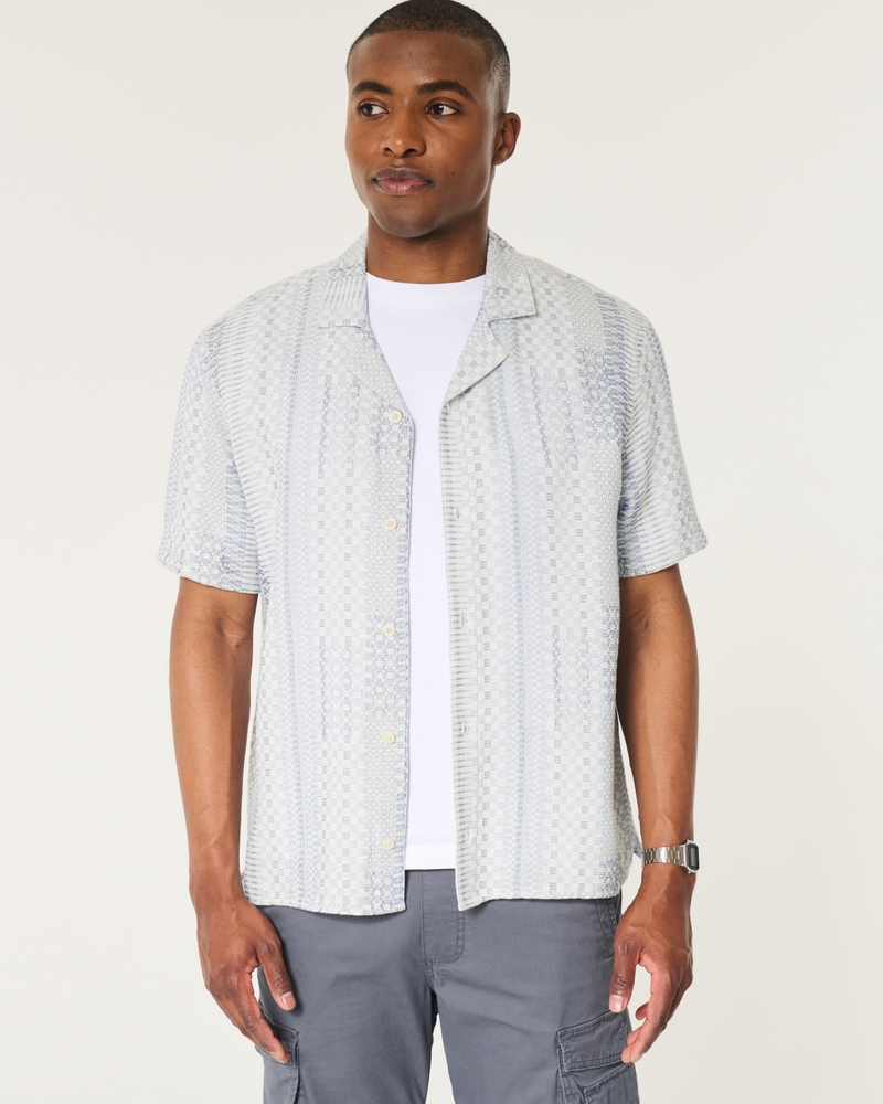 Men's Boxy Jacquard Patchwork Shirt | Men's Clearance | HollisterCo.com
