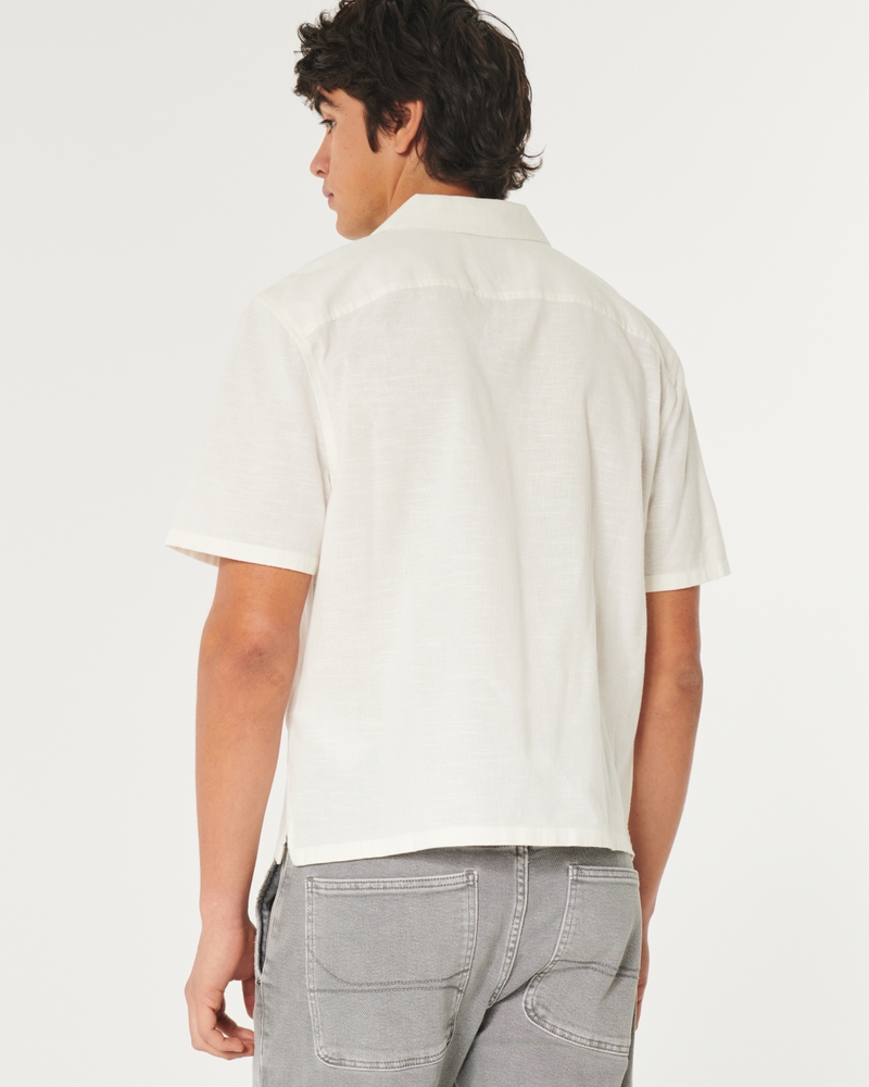 Boxy Cropped Embroidered Graphic Workwear Shirt