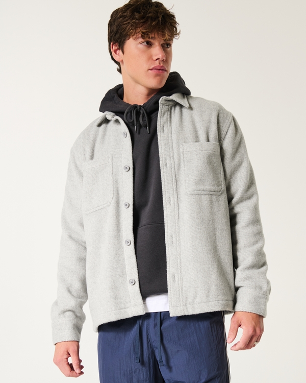 Cozy Brushed Shacket, Light Heather Gray