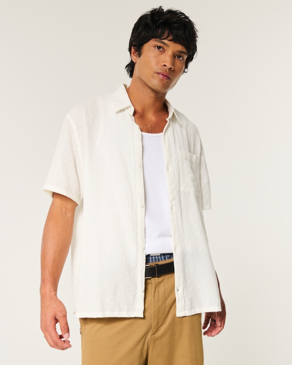 Boxy Short-Sleeve Shirt, Off White view 1