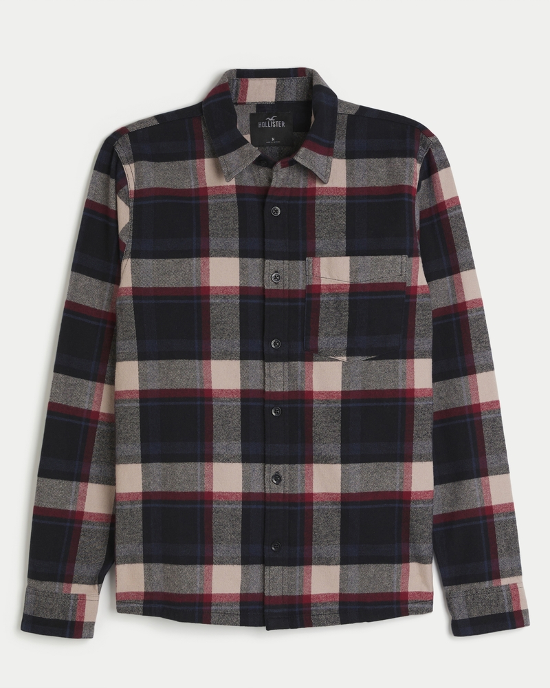 Men s Flannel Button Through Shirt Men s Clearance HollisterCo
