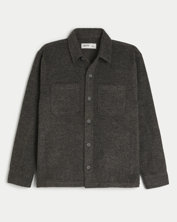 Comoda giacca-camicia oversize in tessuto spazzolato, Grigio Scuro Melange view 1