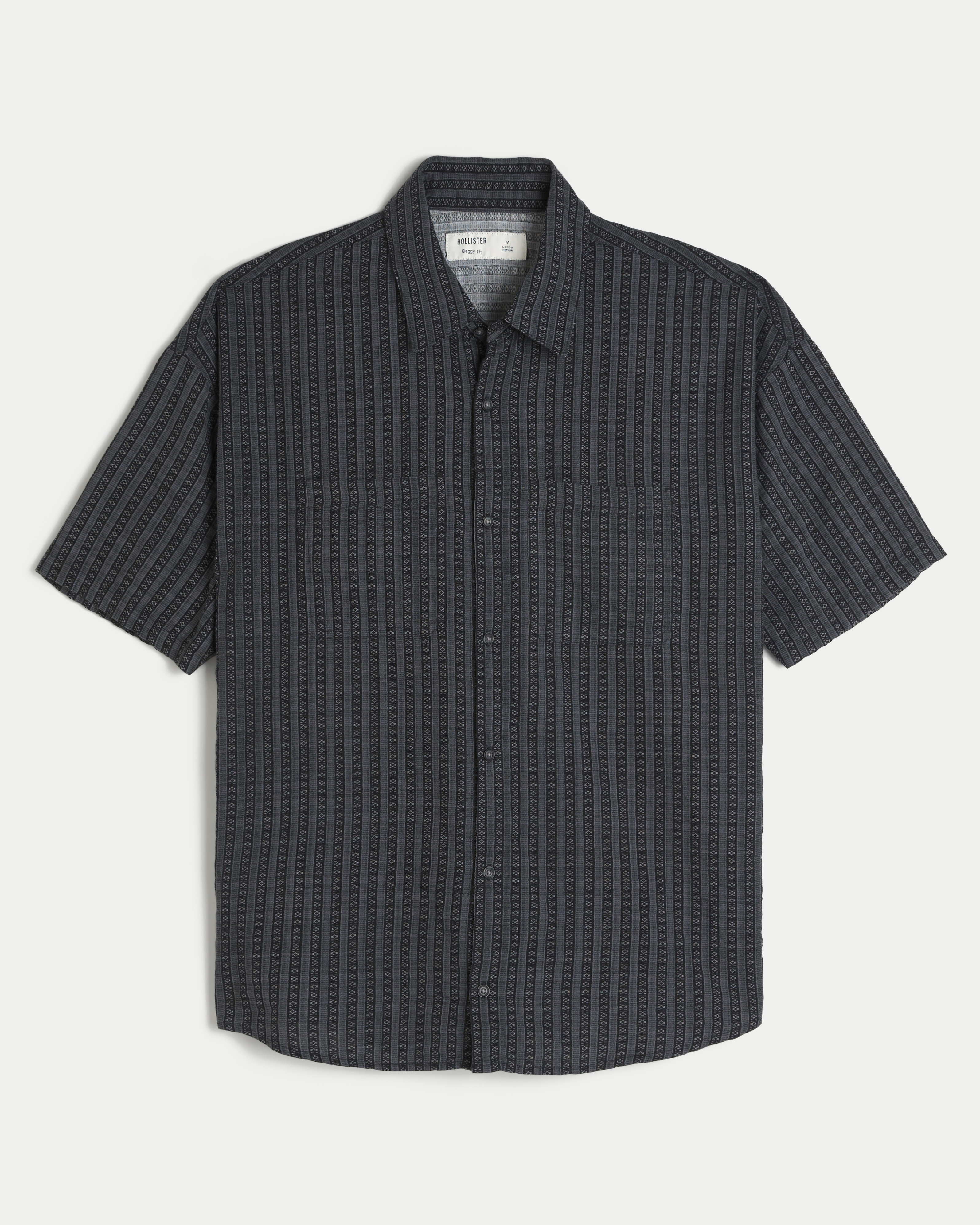 Baggy Short-Sleeve Seersucker Shirt