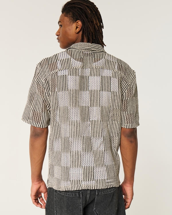 Boxy Short-Sleeve Crochet-Style Shirt