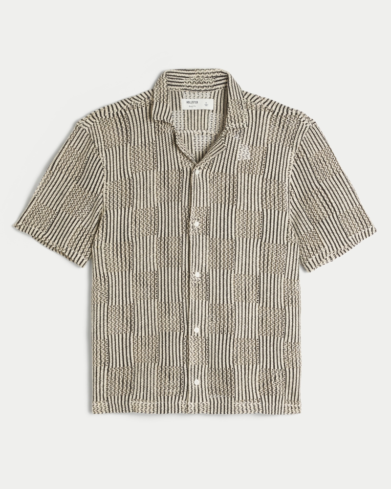 Boxy Short-Sleeve Crochet-Style Shirt