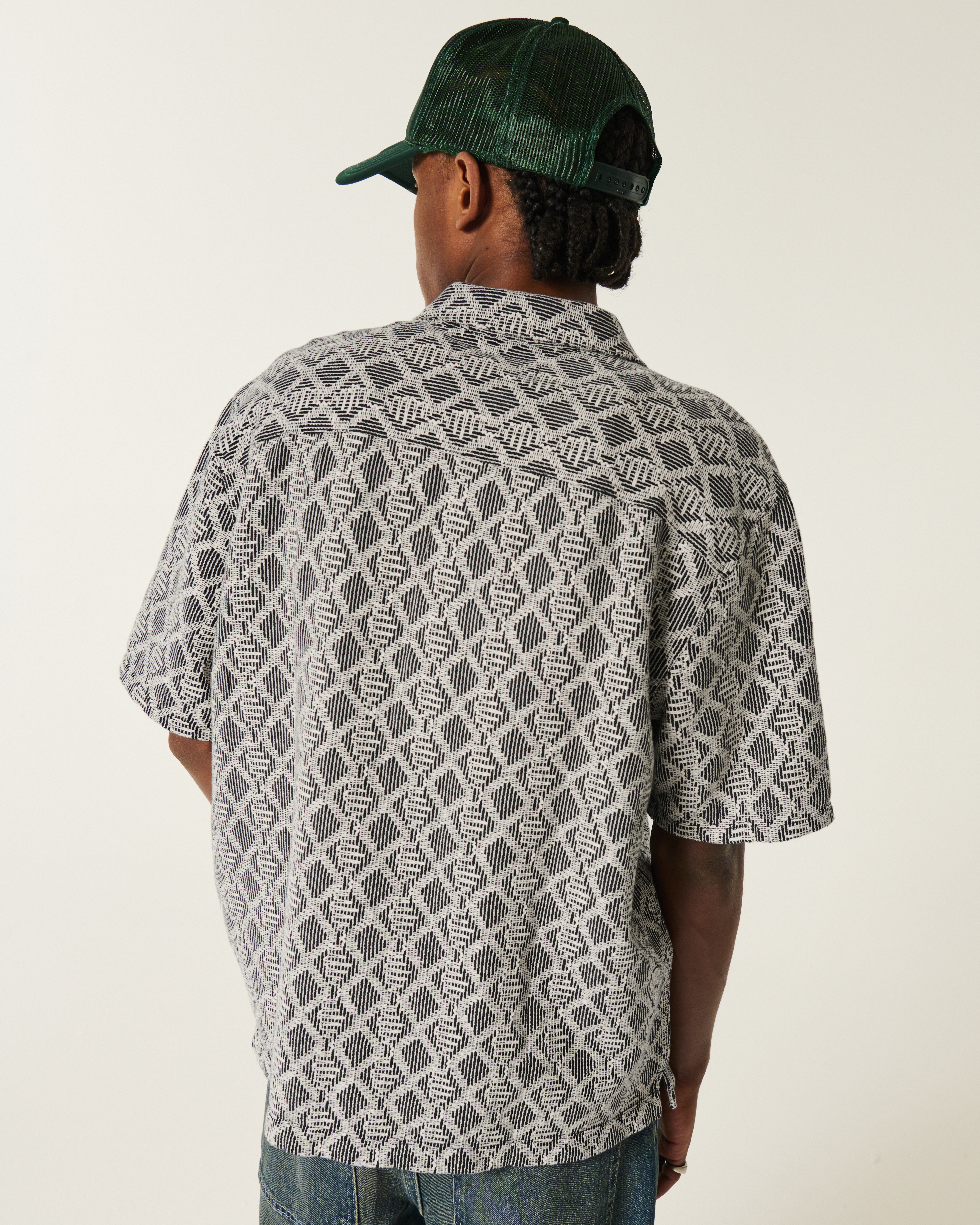 Men's Boxy Short-Sleeve Crochet-Style Shirt | Men's Tops