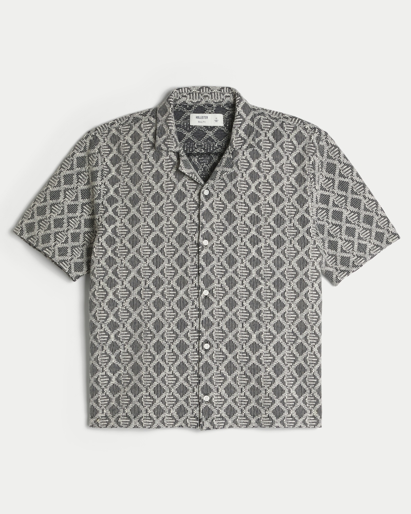 Boxy Short-Sleeve Crochet-Style Shirt