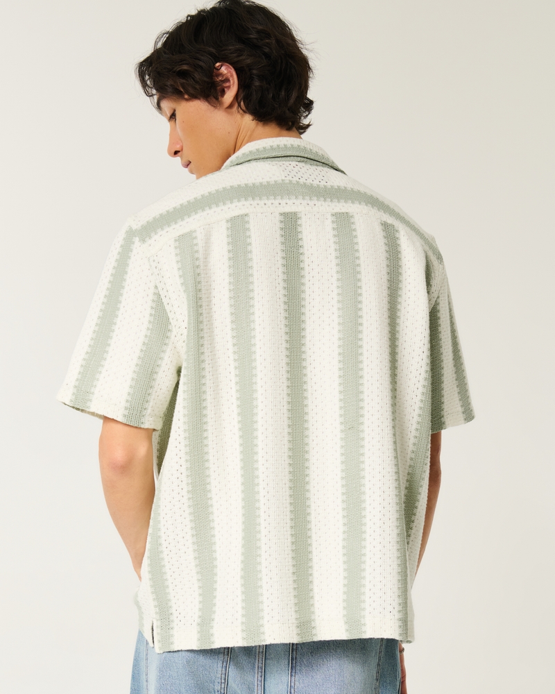 Boxy Short-Sleeve Crochet-Style Shirt