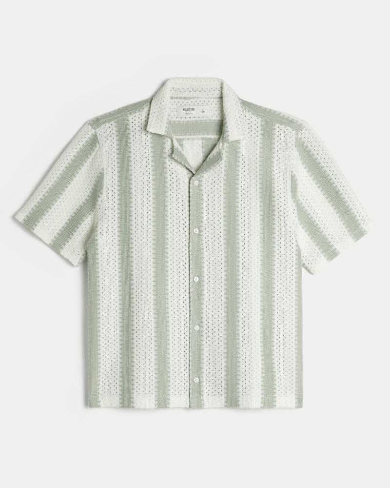 Boxy Short-Sleeve Crochet-Style Shirt