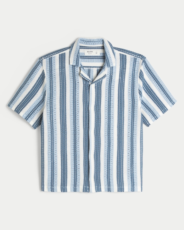 Boxy Short-Sleeve Crochet-Style Shirt