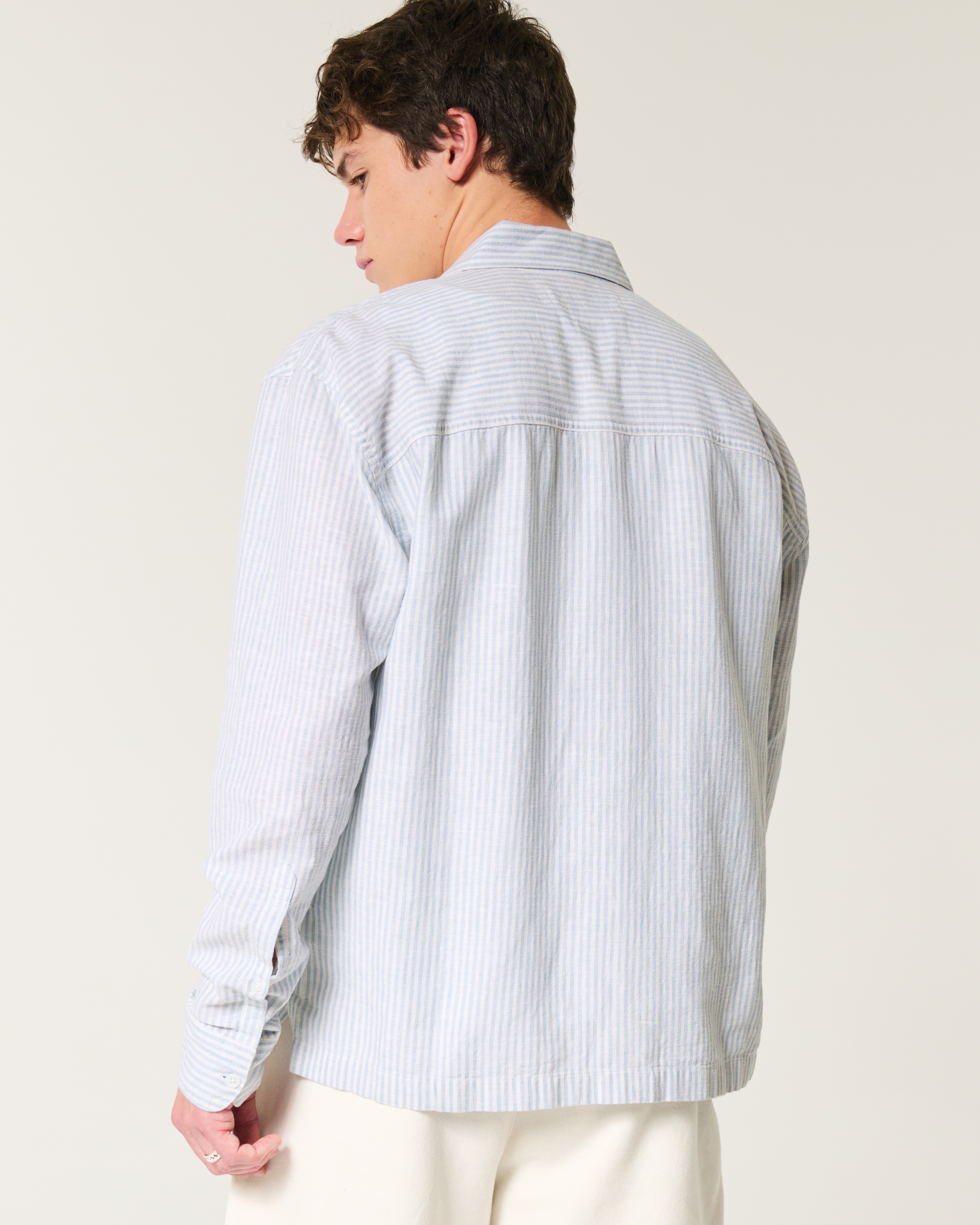 Linen-Blend Button-Through Shirt