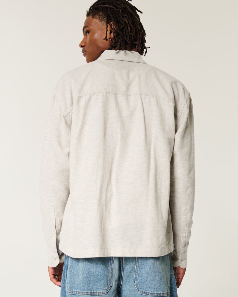 Linen-Blend Button-Through Shirt