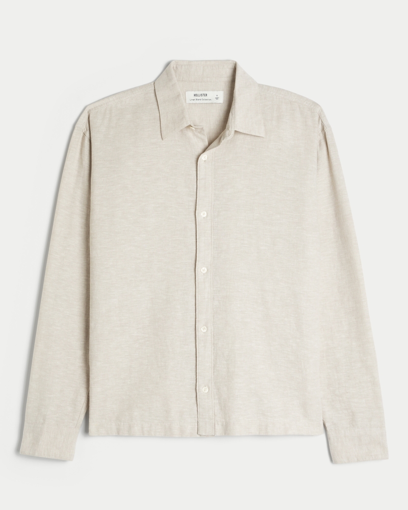 Linen-Blend Button-Through Shirt
