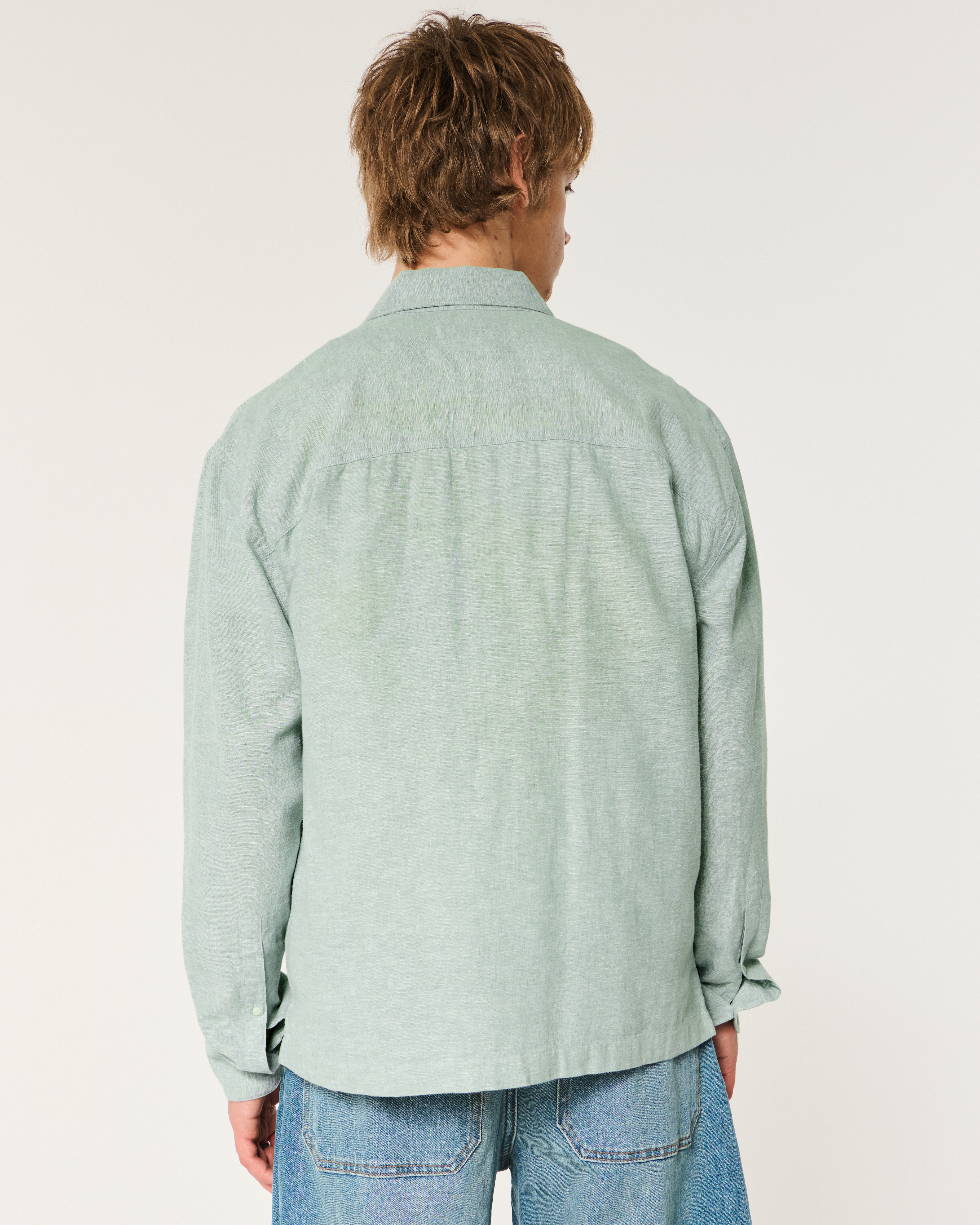 Linen-Blend Button-Through Shirt