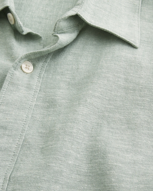 Linen-Blend Button-Through Shirt