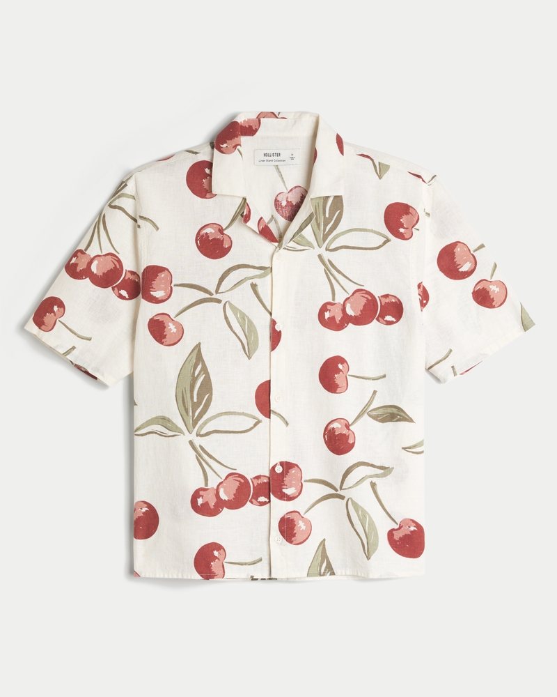 Boxy Short-Sleeve Linen-Blend Shirt