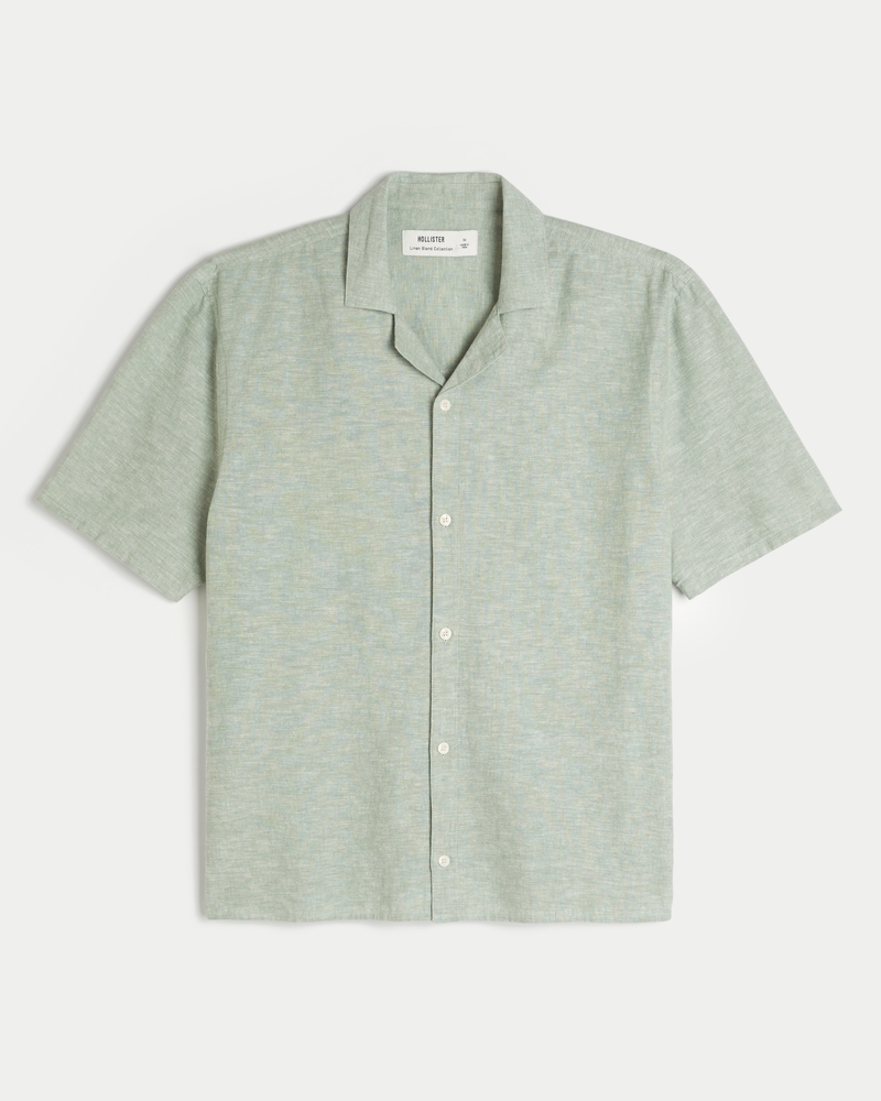 Men's Boxy Short-Sleeve Linen-Blend Shirt | Men's Clearance
