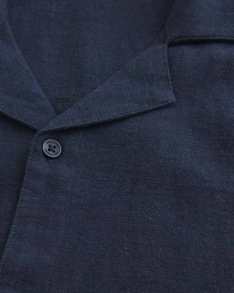 Short-Sleeve Linen Blend Boxy Shirt
