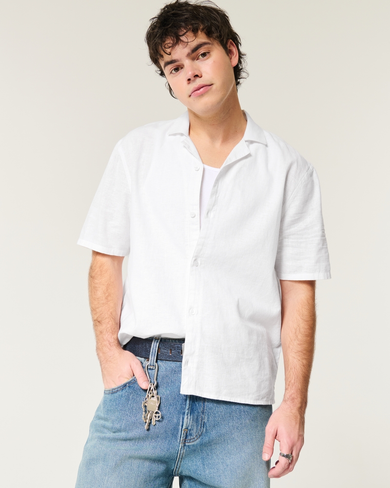 Relaxed Short-Sleeve Button-Through Shirt