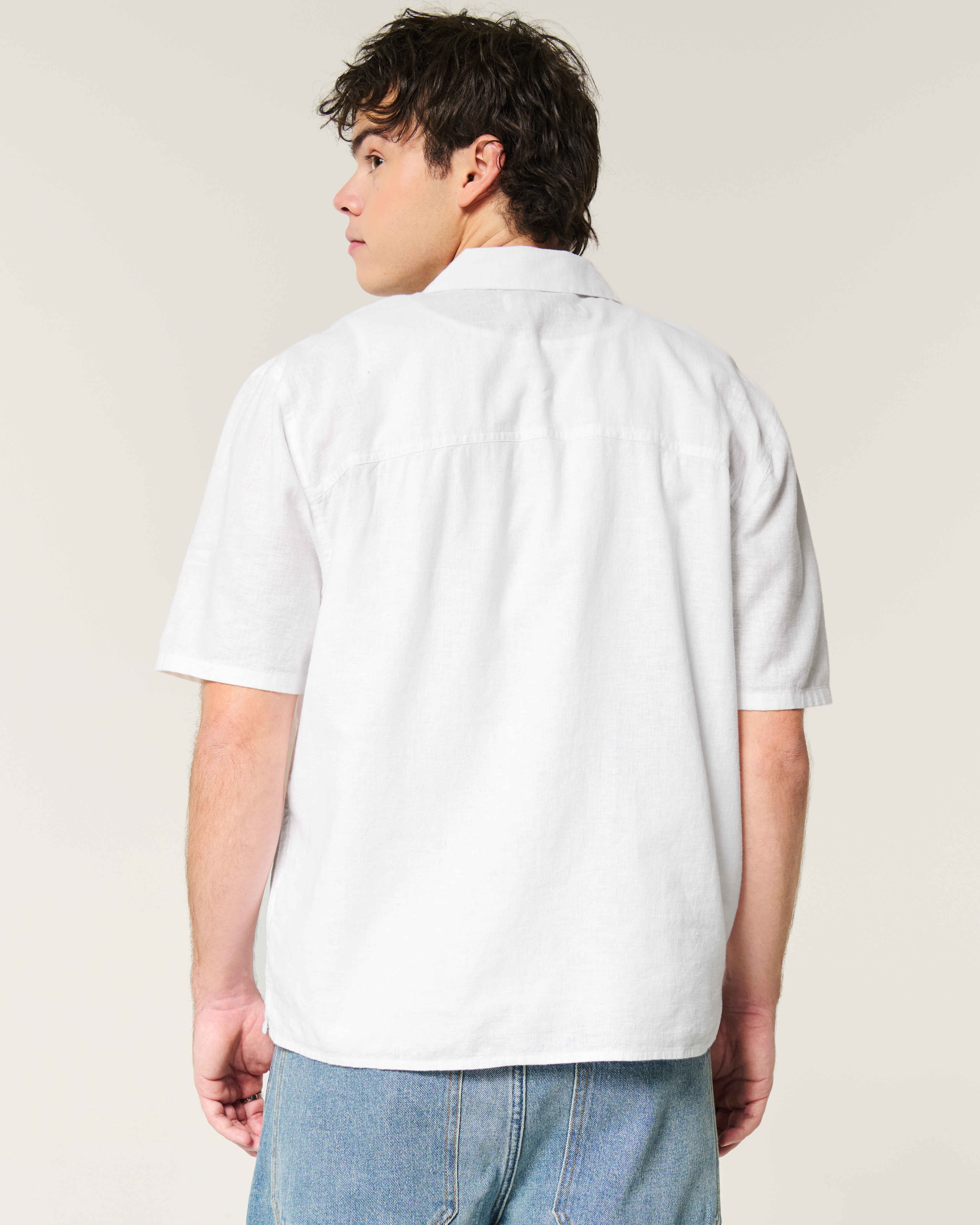 Men's Boxy Short-Sleeve Linen-Blend Shirt | Men's Tops
