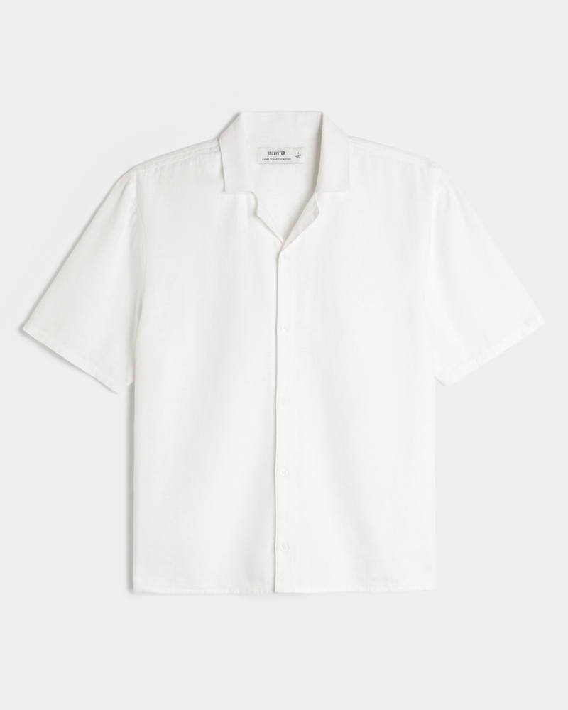 Boxy Short-Sleeve Linen-Blend Shirt