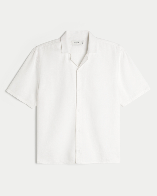 Boxy Short-Sleeve Linen-Blend Shirt