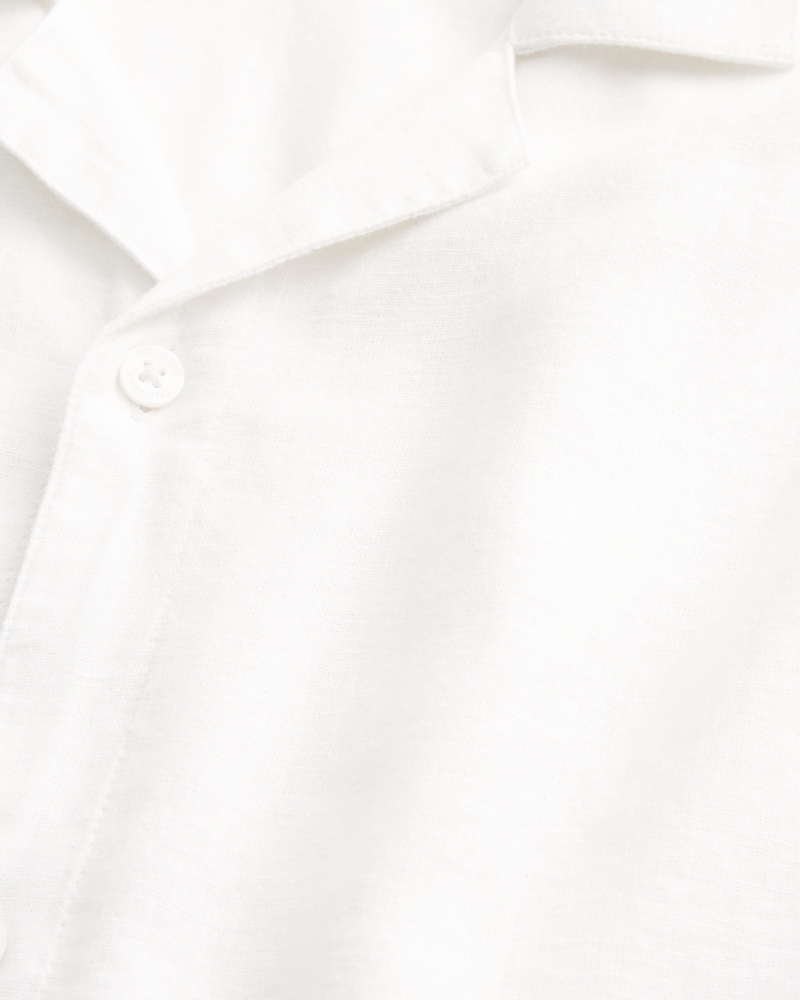 Boxy Short-Sleeve Linen-Blend Shirt