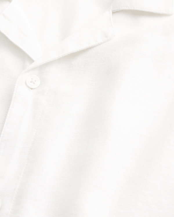 Boxy Short-Sleeve Linen-Blend Shirt