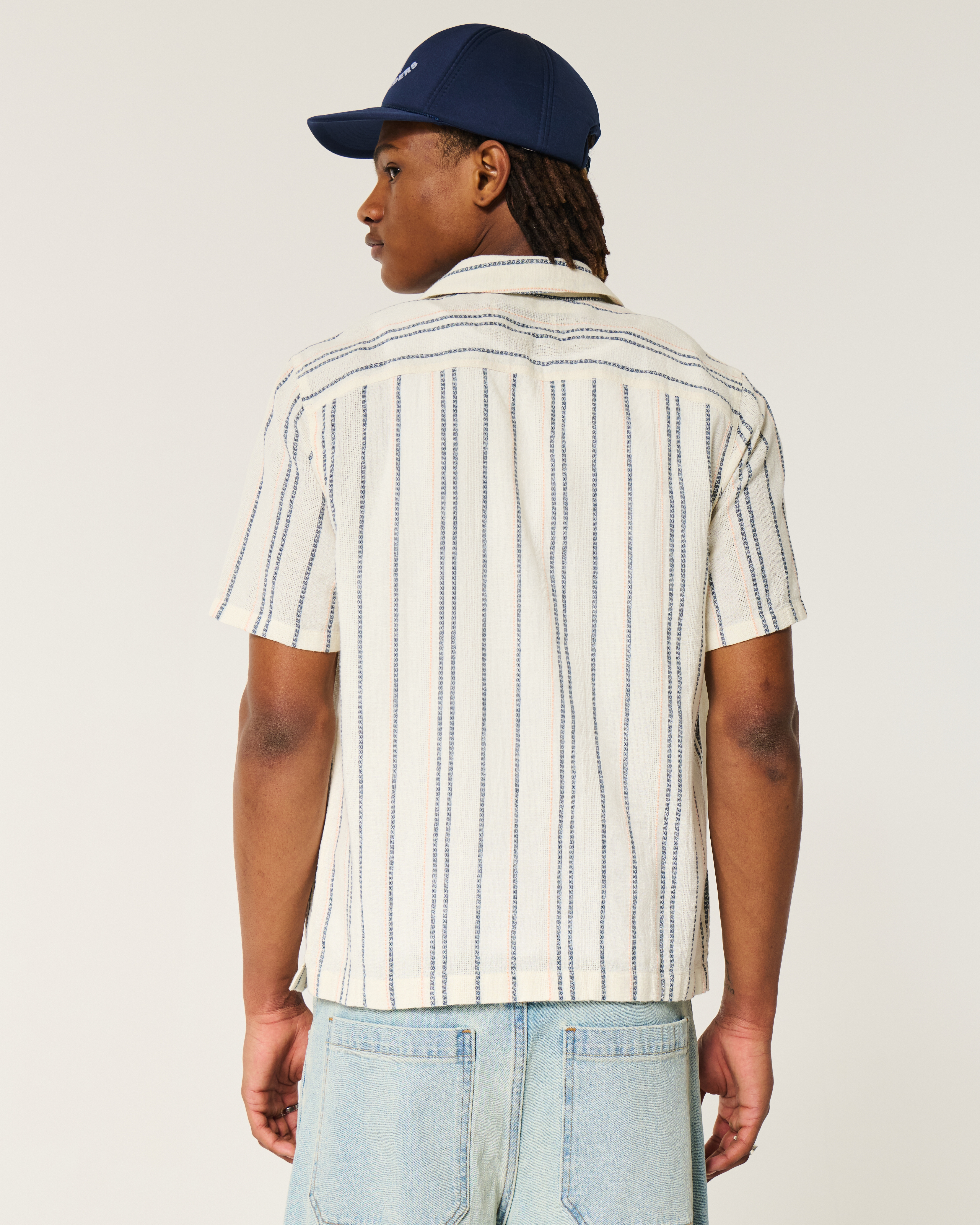 Short-Sleeve Textural Stripe Shirt