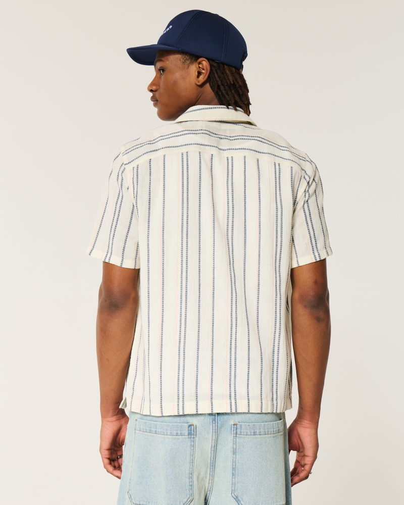 Short-Sleeve Textural Stripe Shirt