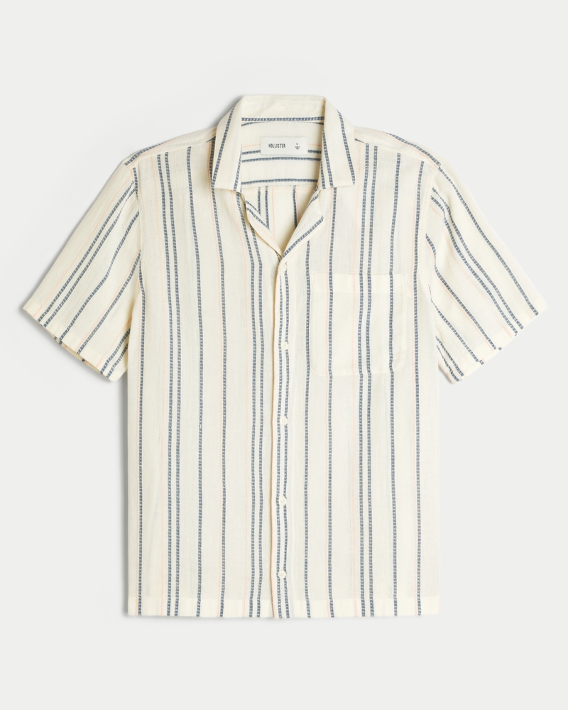 Men's Short-Sleeve Textural Stripe Shirt | Men's Clearance