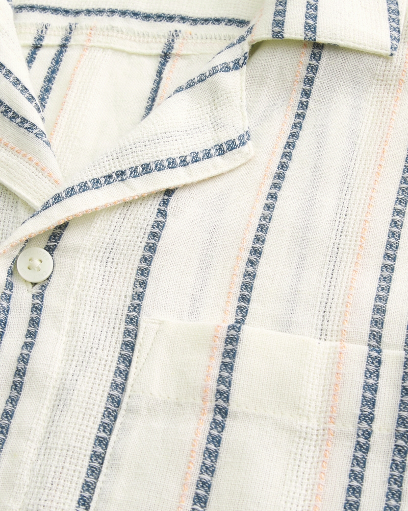 Short-Sleeve Textural Stripe Shirt
