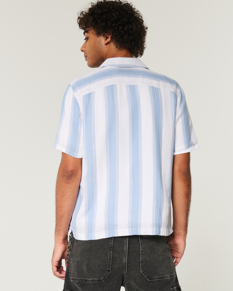Short-Sleeve Textural Stripe Shirt