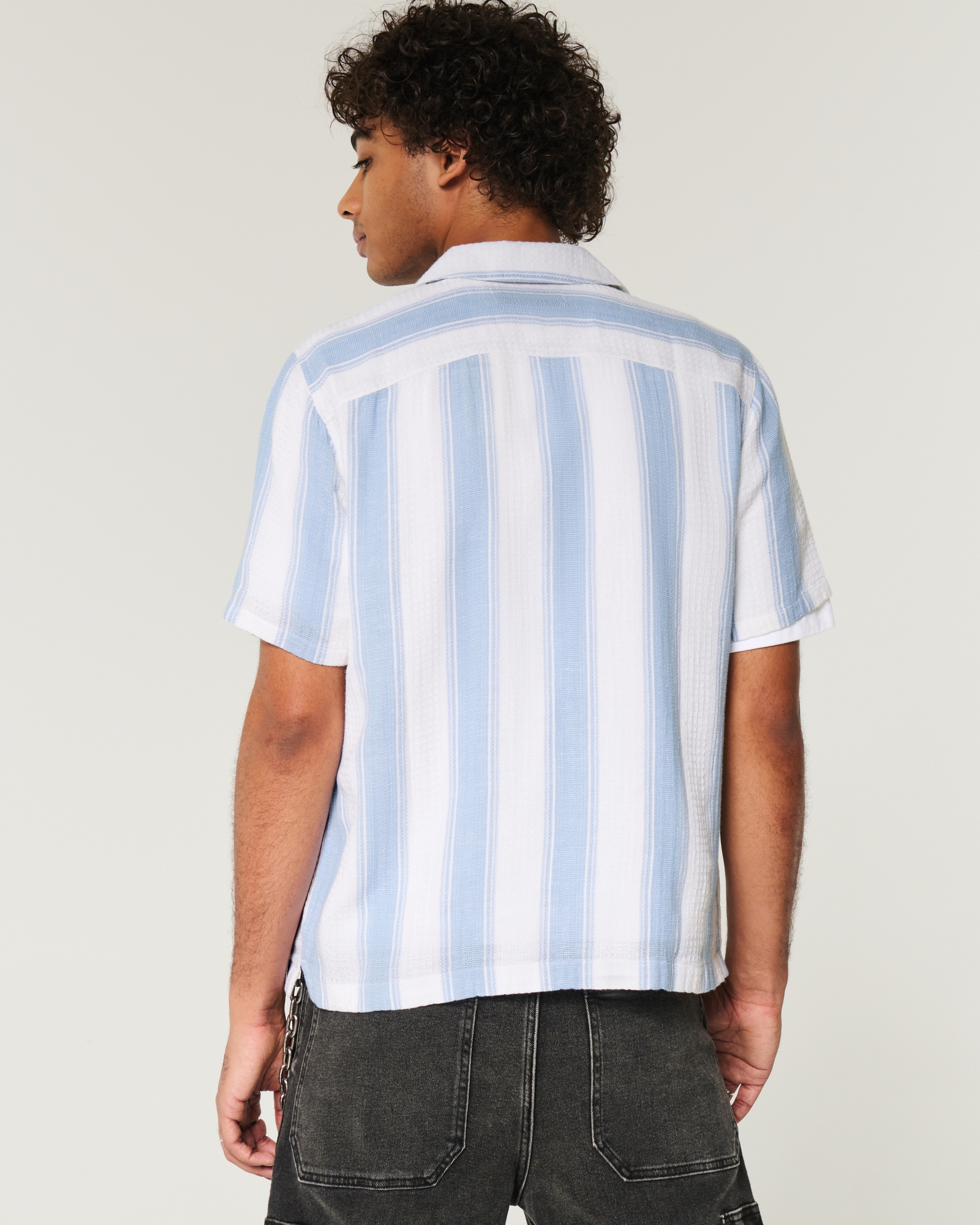 Men's Short-Sleeve Textural Stripe Shirt | Men's Clearance