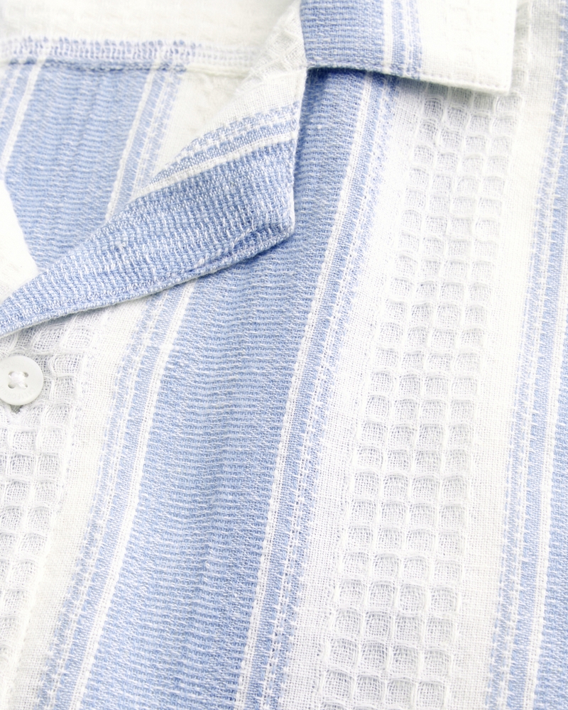 Short-Sleeve Textural Stripe Shirt
