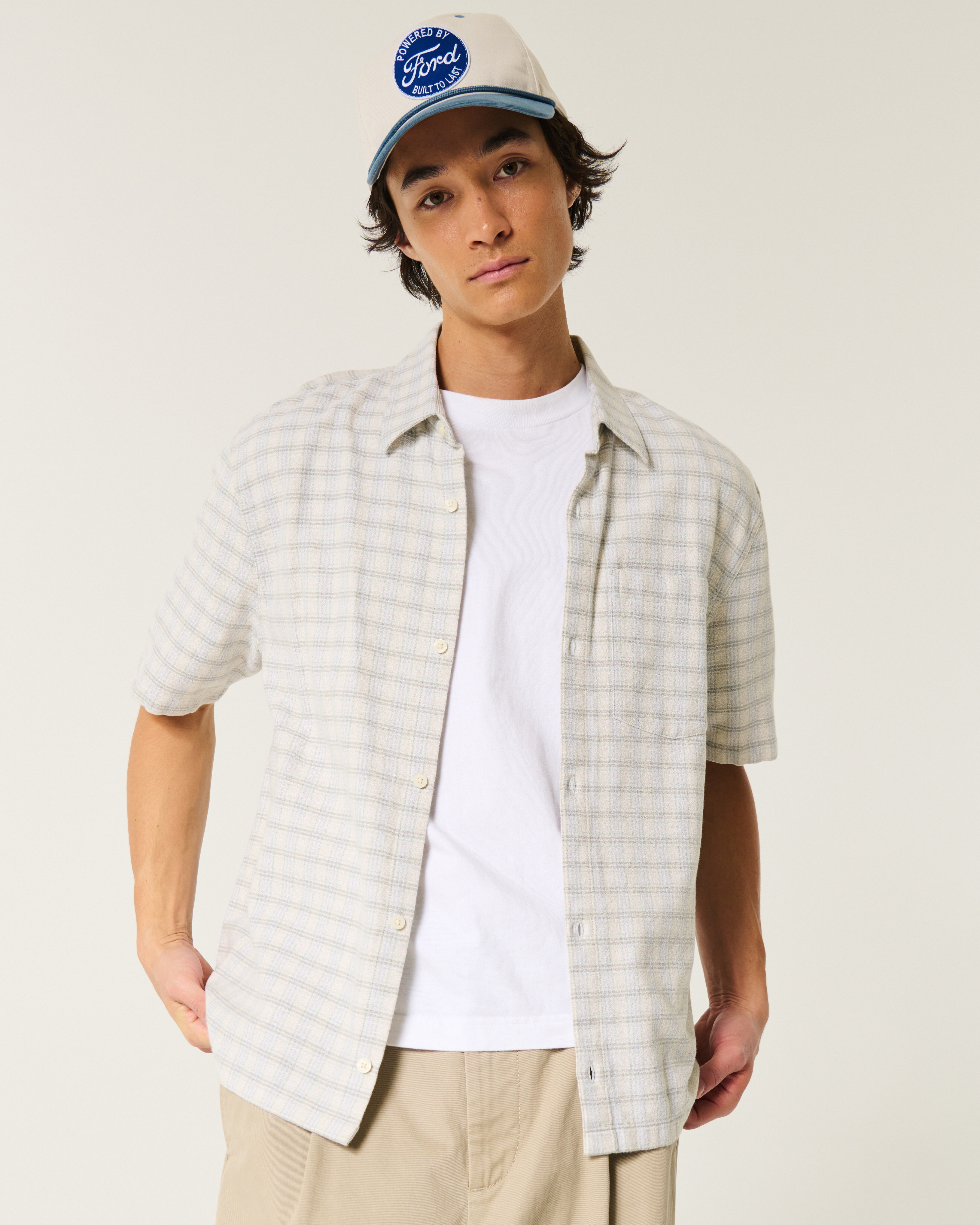 トップス PETITE COLLAR S/S SHIRT *WHITE PLAID pwa PETITE COLLAR S/S SHIRT *WHITE PLAID | Regular/Tall