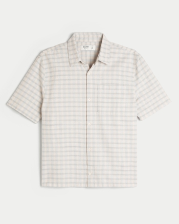 Men's Boxy Short-Sleeve Plaid Shirt | Men's Clearance