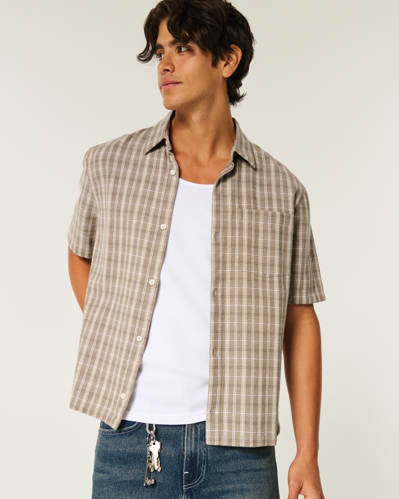 Hommes Chemise à manches courtes en tissu écossais et coupe carrée | Hommes Hauts | HollisterCo.com