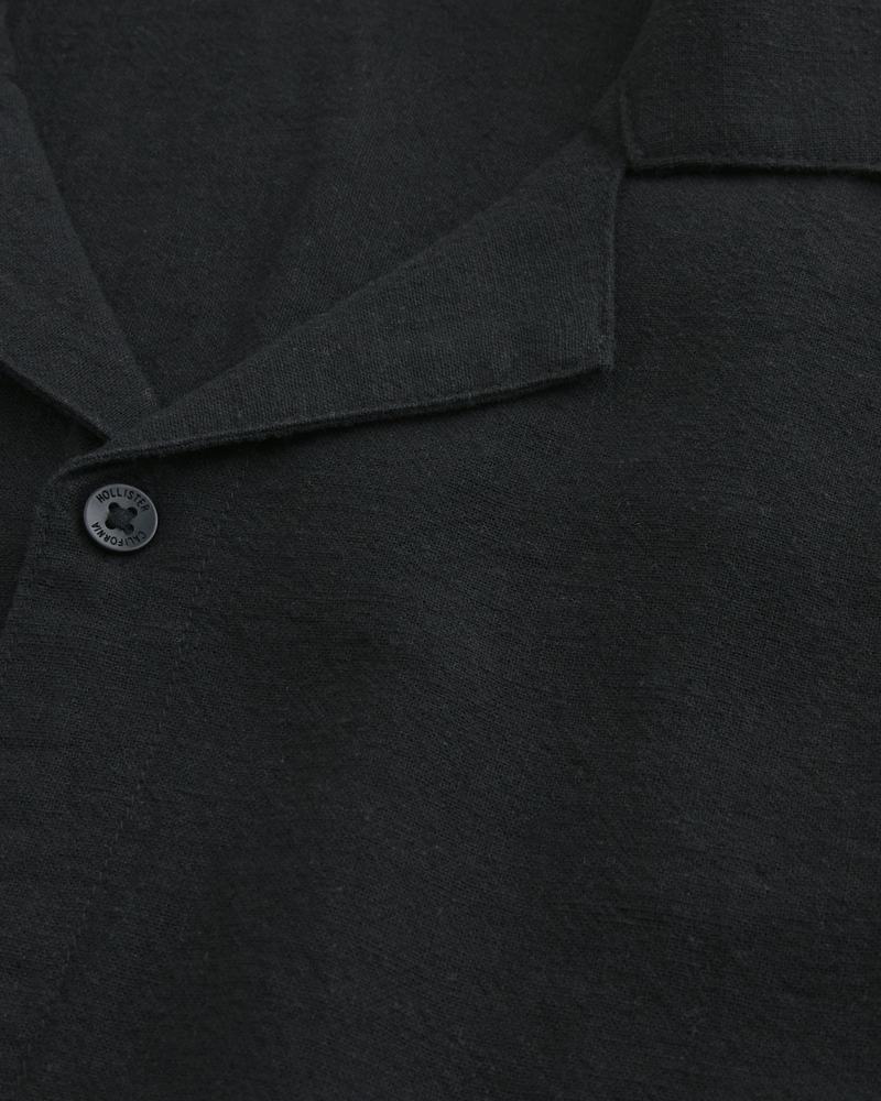 Boxy Short-Sleeve Linen-Blend Shirt