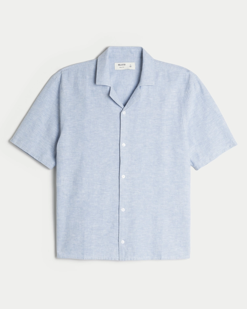 Boxy Linen-Blend Short-Sleeve Shirt