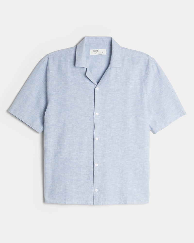 Boxy Linen-Blend Short-Sleeve Shirt