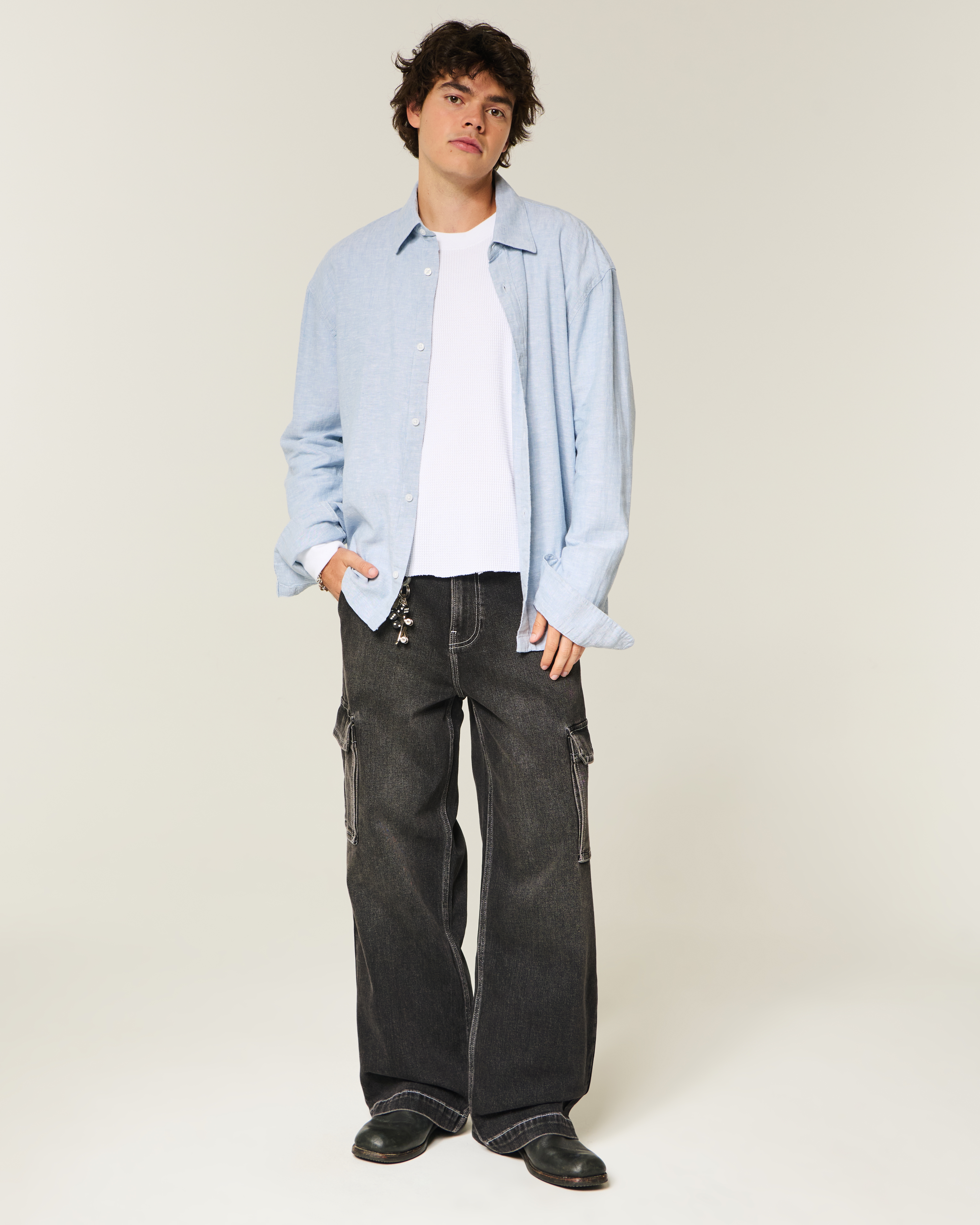 Linen-Blend Button-Through Shirt