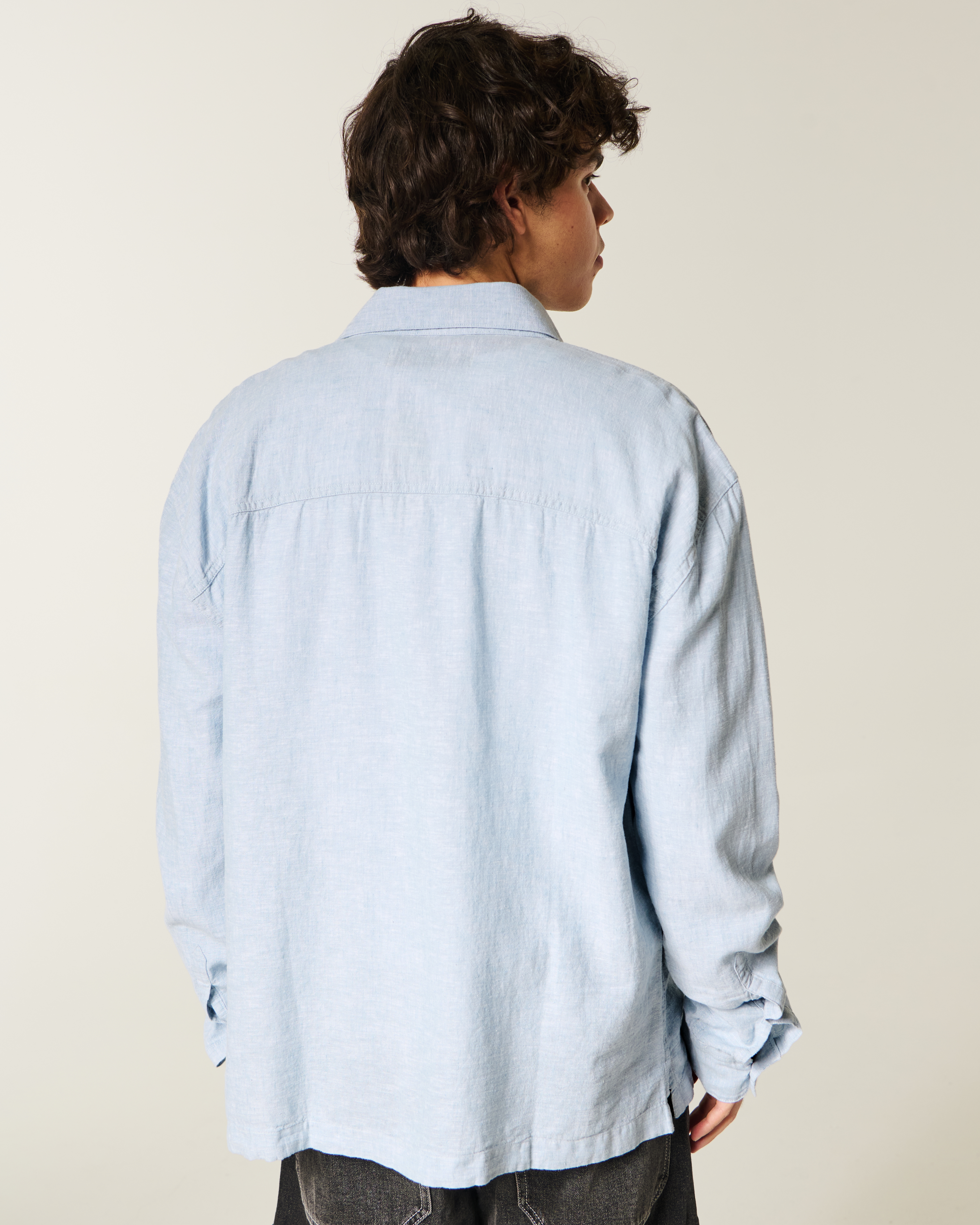 Linen-Blend Button-Through Shirt